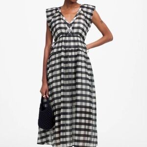 Madewell Black and White Checkered Midi Dress